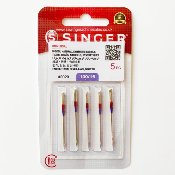 Singer Sewing Machine Needles Standard Point Size 100/16 (5-Pack)
