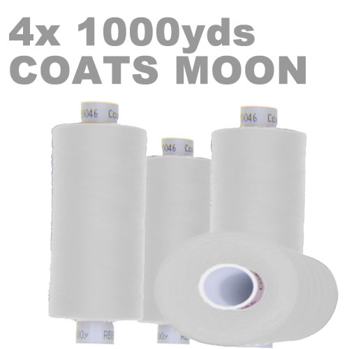 MOON Coats Polyester Sewing & Overlocker Thread 1000m - WHITE